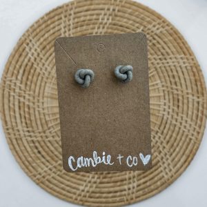 Grey Speckled Knot Studs