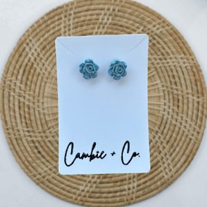 Sky Blue Flower Studs