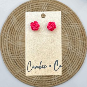 Red Flower Studs