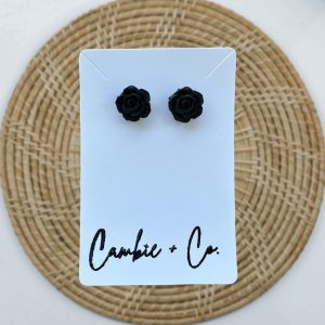 Black Flower Studs