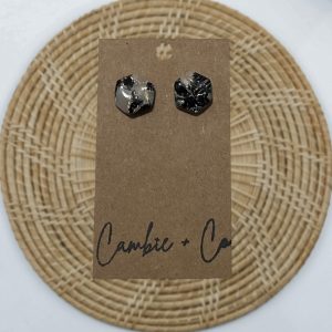 Black Marble Hexagon Studs