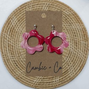 Pink Swirl Flower Dangles