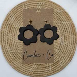 Black Flower Dangles