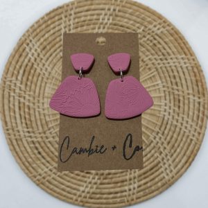 Pink Floral Embossed Dangles