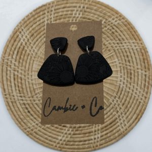 Black Floral Embossed Dangles