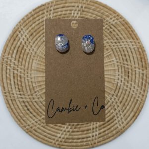 Blue Marble Oval Studs
