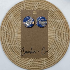 Blue Marble Circle Studs