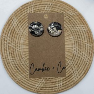 Black Marble Circle Studs